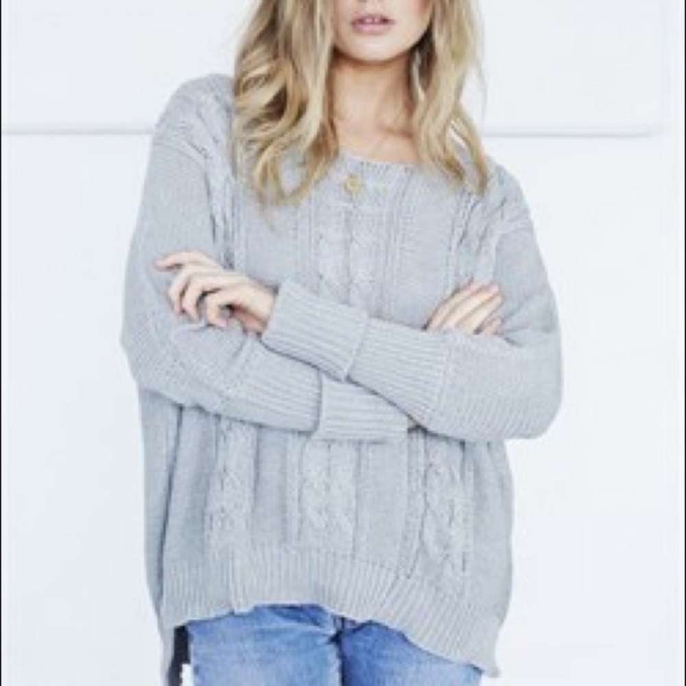 Faithfull the Brand Charlotte Cable Sweater Grey